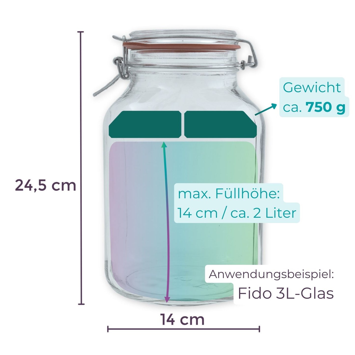 12,8cm Beschwerungsstein/ 4teilig/ passend für 3 Liter Fido-Glas