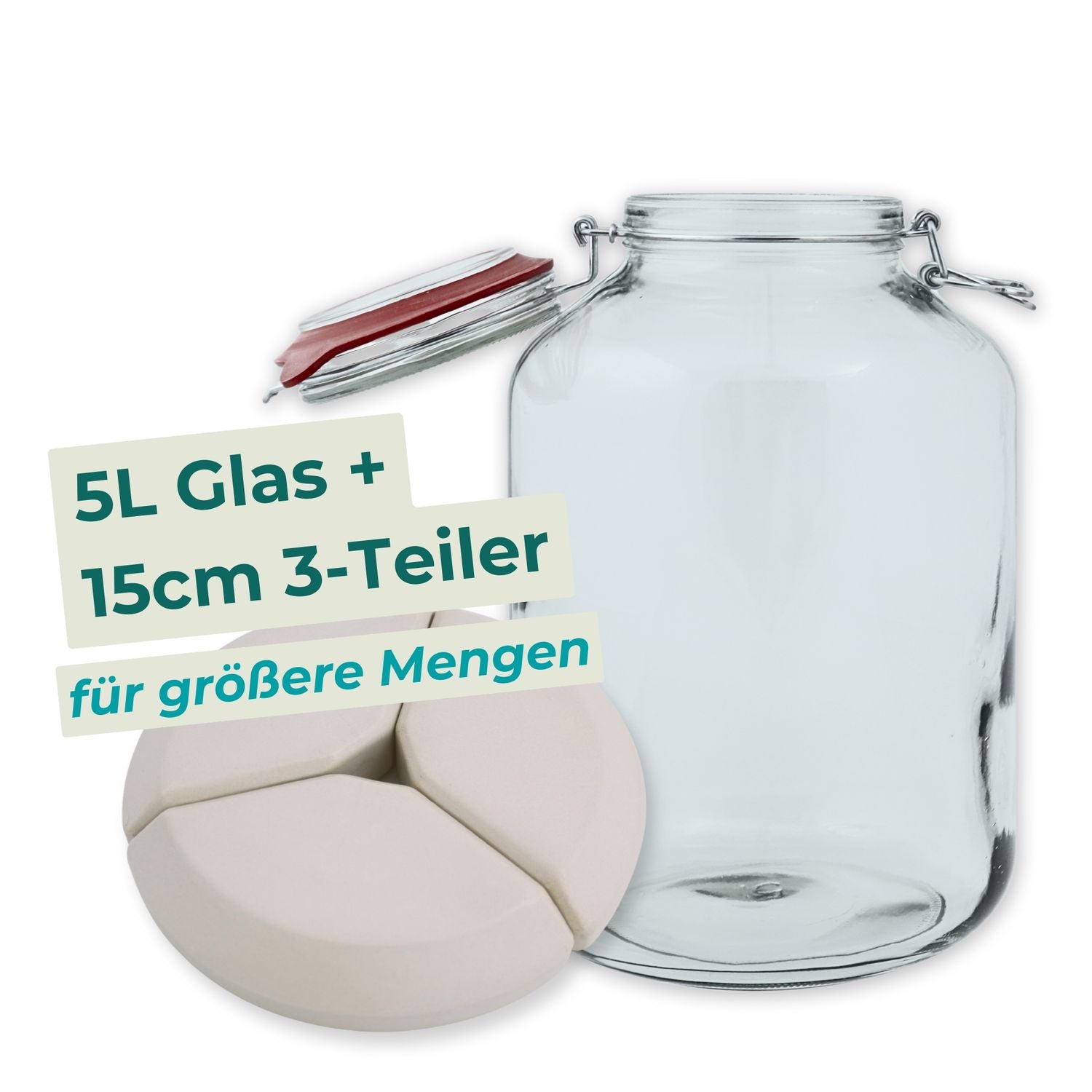Drahtbügelglas 5L + 15cm Beschwerungsstein –
