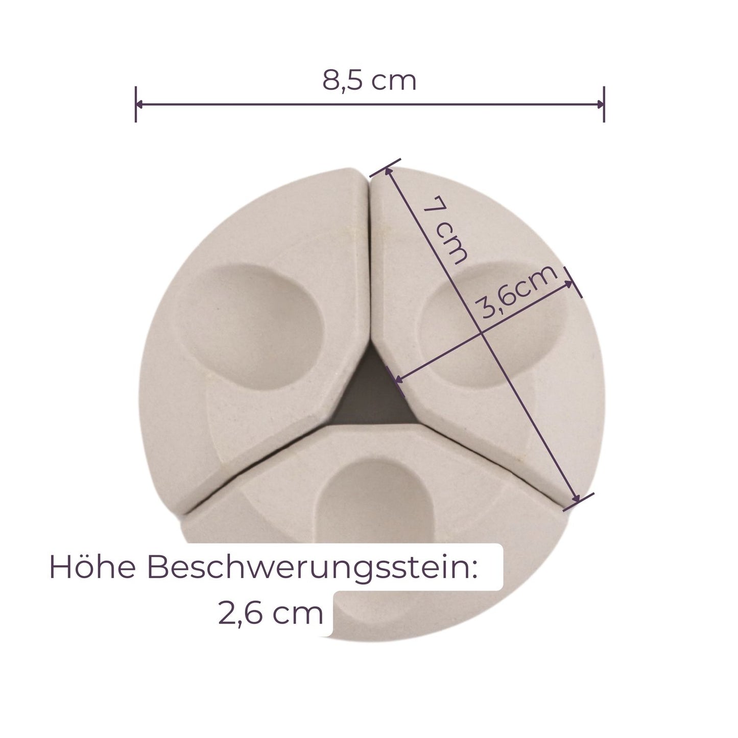 8,5cm Beschwerungsstein/ 3-teilig