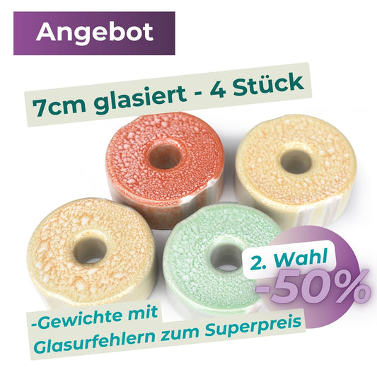 7cm Beschwerungsstein/ glasiert - bunt - 4er Pack