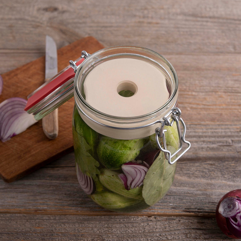 Drahtbügelglas + Beschwerungsstein - 4er Set