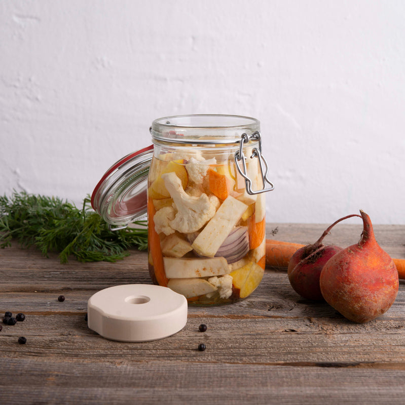 Drahtbügelglas + Beschwerungsstein - Starterset