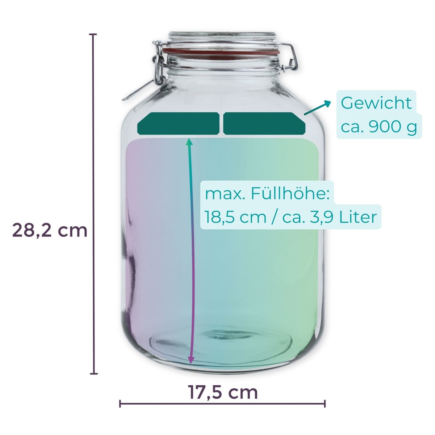 Drahtbügelglas 5L + 15cm Beschwerungsstein