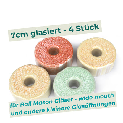 7cm Beschwerungsstein/ glasiert - bunt - 4er Pack