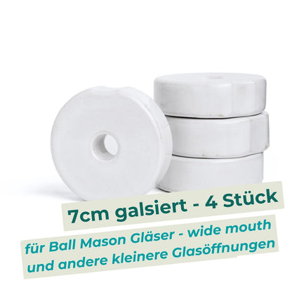 7cm Beschwerungsstein/ glasiert - weiß - 4er Pack