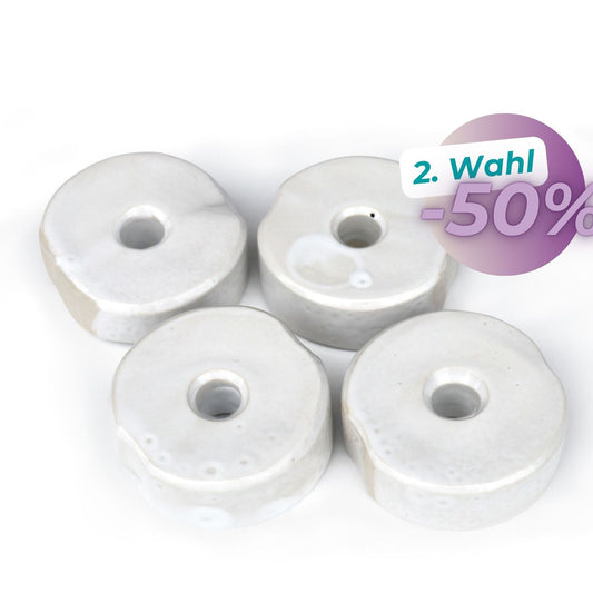 7cm Beschwerungsstein/ glasiert - weiß - 4er Pack