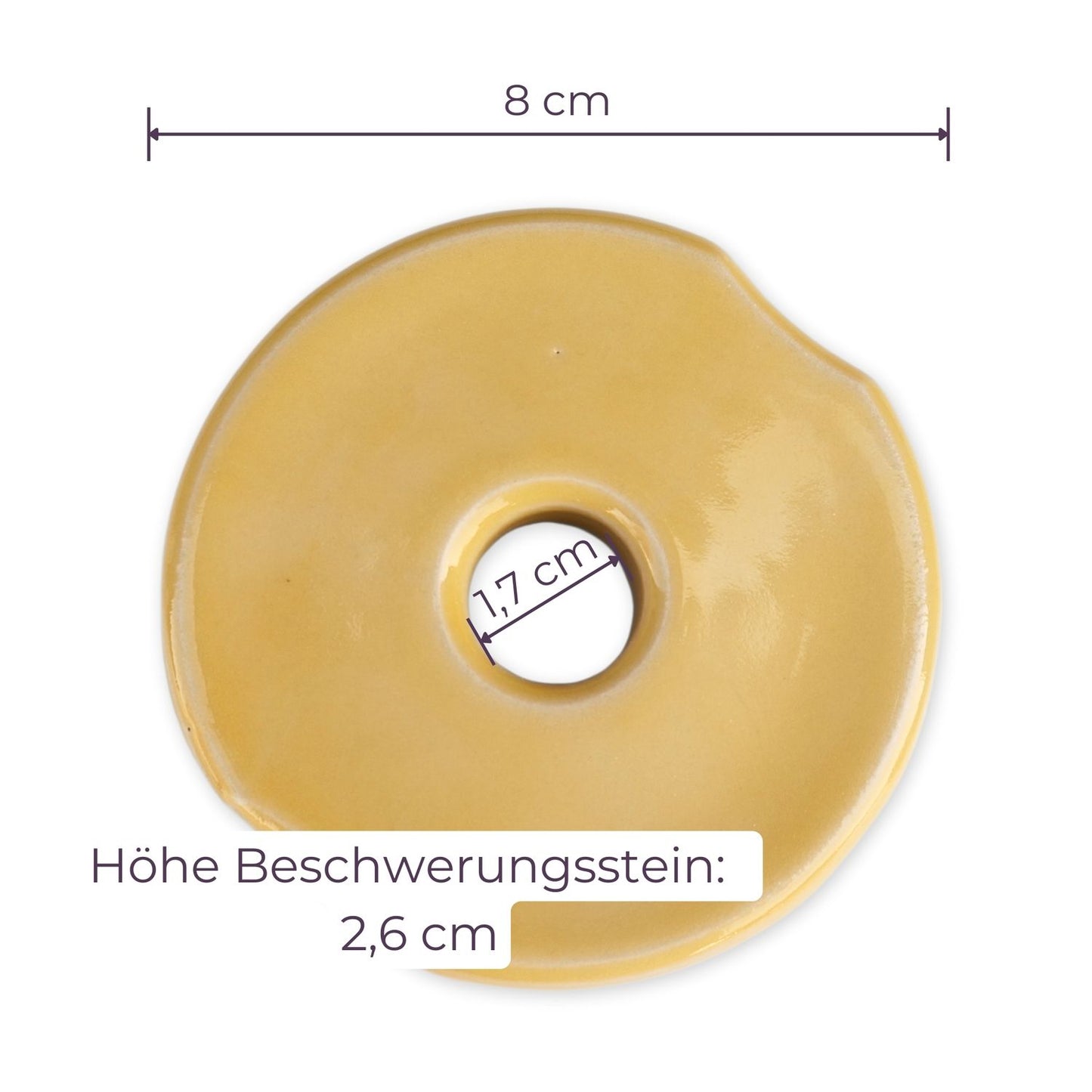 8cm Beschwerungsstein/ glasiert - bunt - 4er Pack