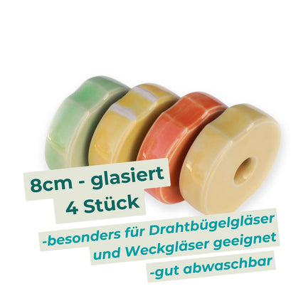8cm Beschwerungsstein/ glasiert - bunt - 4er Pack