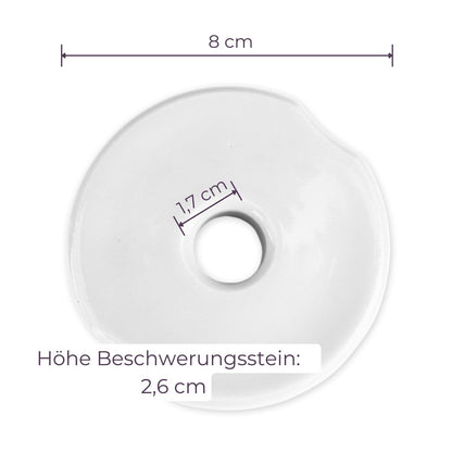 8cm Beschwerungsstein/weiß glasiert - 4er Pack